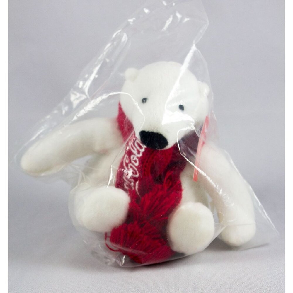 Plush Mini Coca-Cola Polar Bear 5" Red Scarf 2017 Christmas NEW